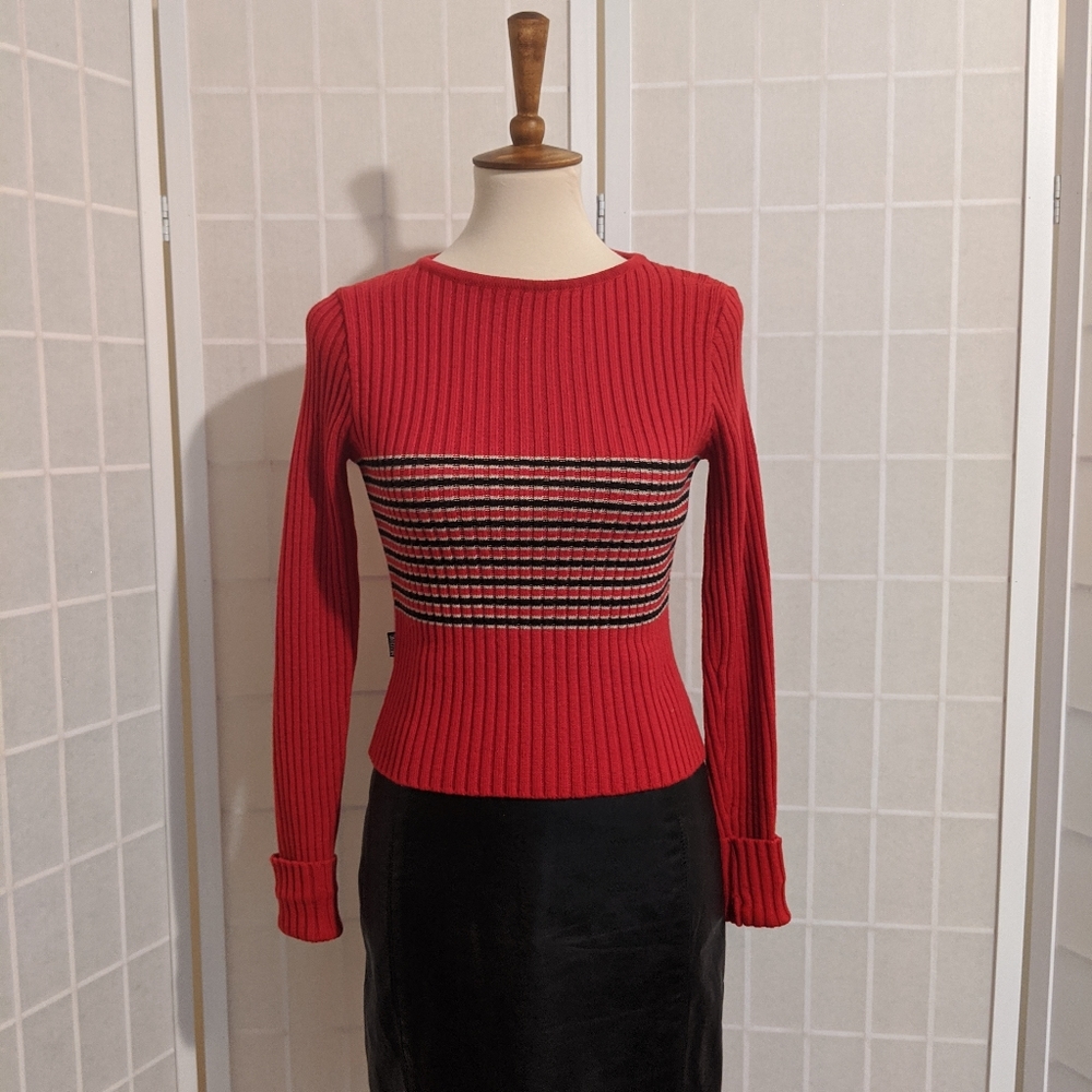 Vintage MOSCHINO red wool sweater Italy 90s - Picture 1 of 4